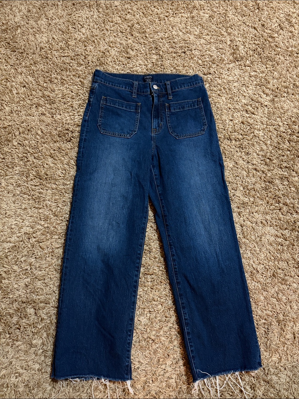 J. Crew High Rise Dark Blue Slim Wide Leg Jeans